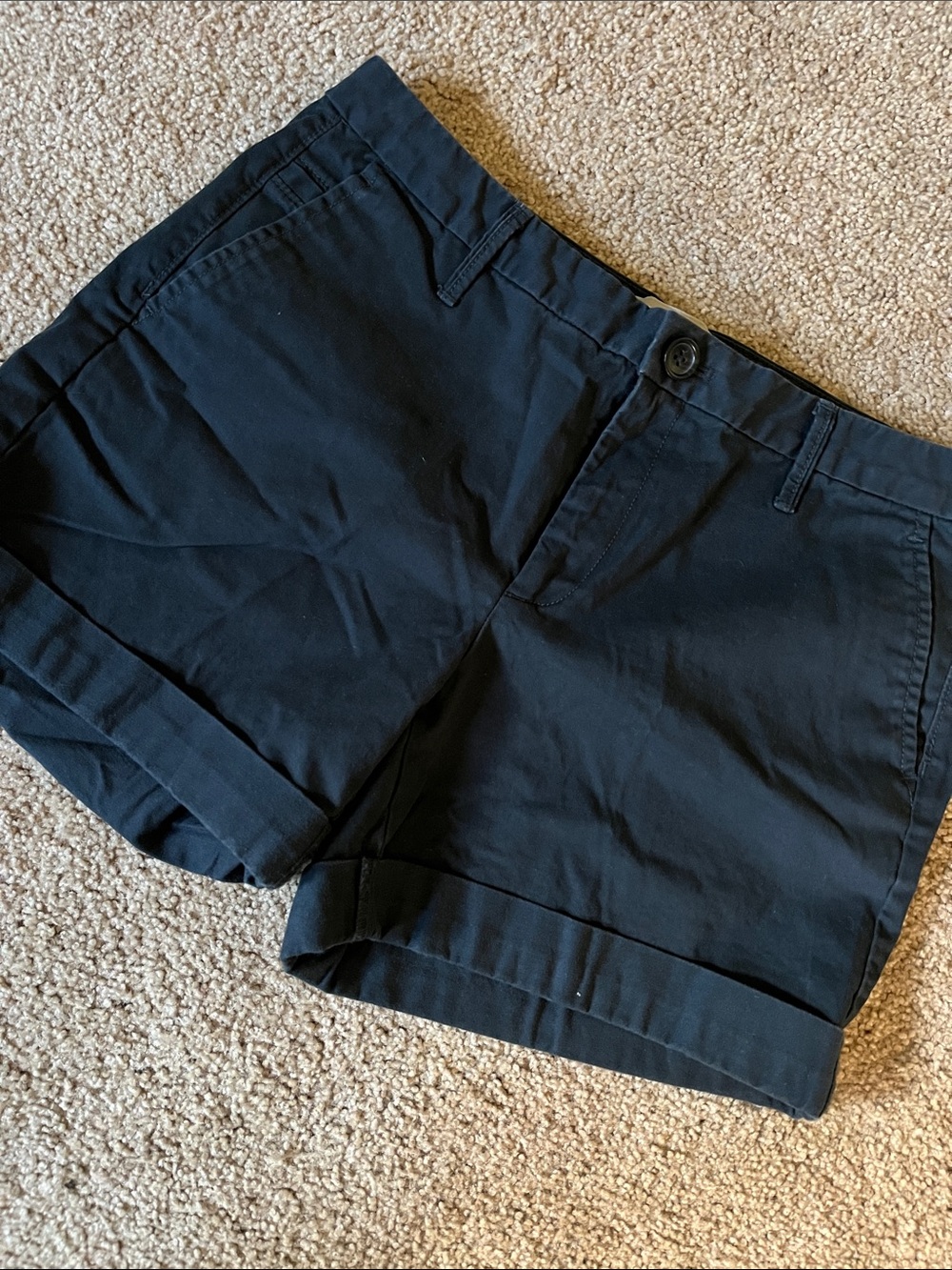 Banana Republic Dark Navy Cuffed Cotton Bermuda Shorts